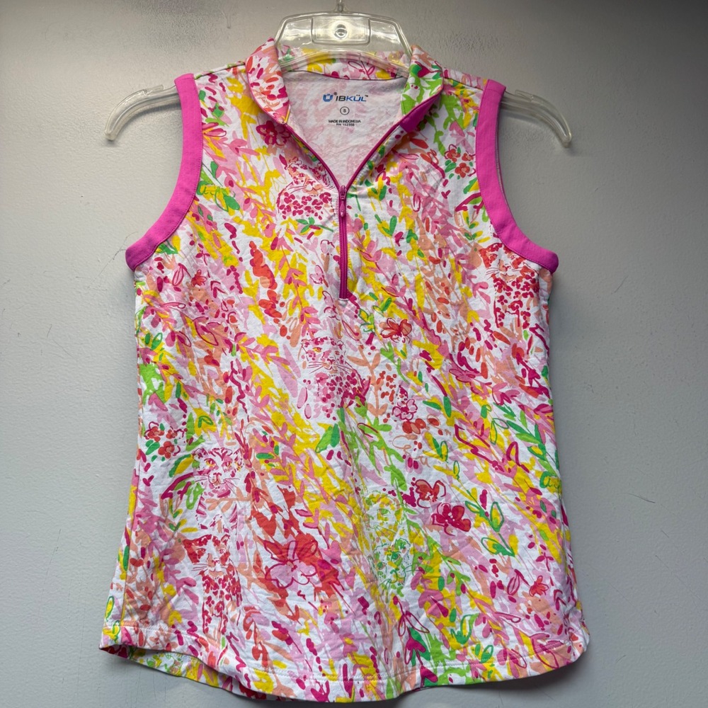 IBKÜL Sleeveless Polo Women S Multi Excellent Floral Quarter Zip Golf Top 14613
